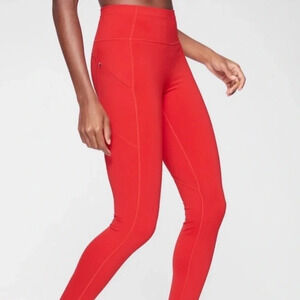 Athleta Women’s Crimson Red Contender Tight Powerlift Zipper Leggings Size Small